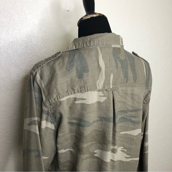 Rails army green gray camo linen blend button shirt dress size Small - Picture 12 of 16